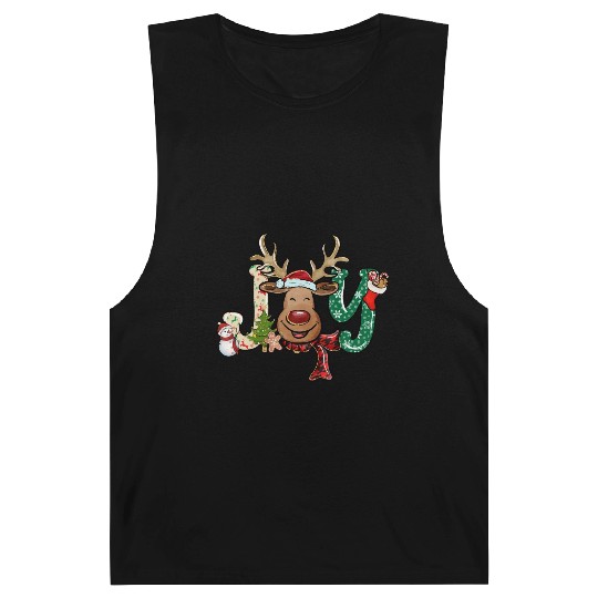 Xmas Christmas Joy Snowman Deer Santa Hat Barnard Tanks