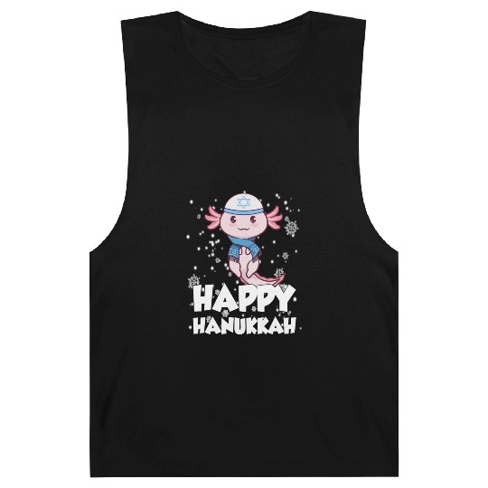 Happy Hanukkah Axolotl Kawaii Cute Axolotl Lover Barnard Tanks