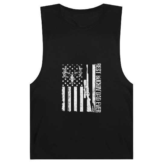 Deer Hunting Us Flag Best Buckin Dad Ever Love Barnard Tanks