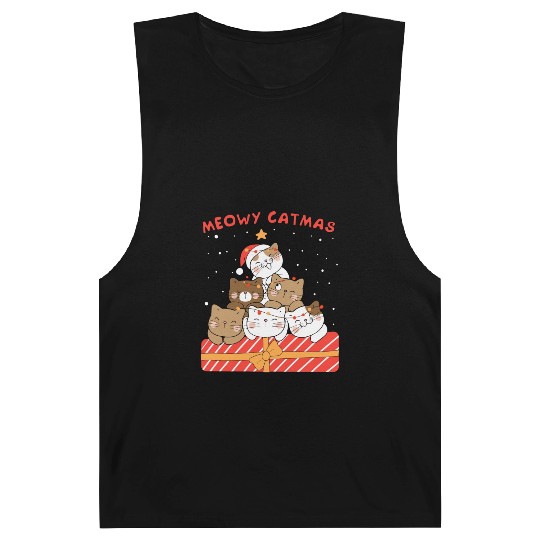 Meowy Catmas Xmas Novelty Cat Lover Barnard Tanks