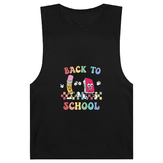 Back To School, Cute, Retro, Vintage, Checkerboard Barnard Tanks