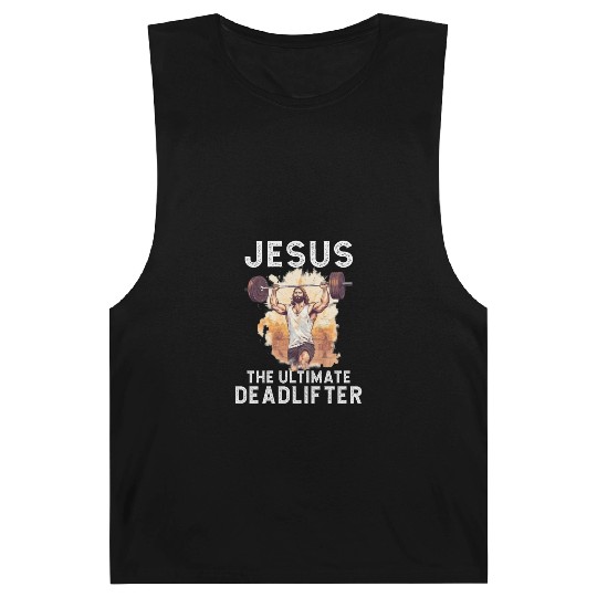 Jesus The Ultimate Deadlifted Retro Jesus Barnard Tanks