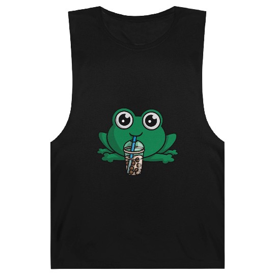 Bubble Boba Tea Drink Frog Cute Anime Kawaii Toad Barnard Tanks