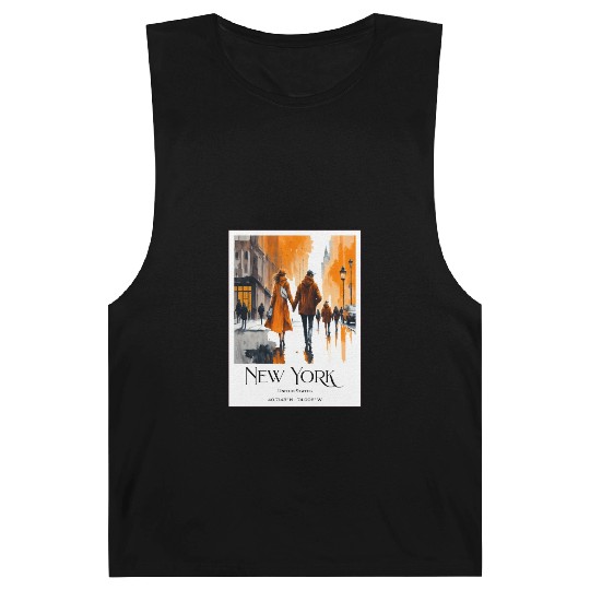 Watercolor painting loving couple in New York City Barnard Tanks