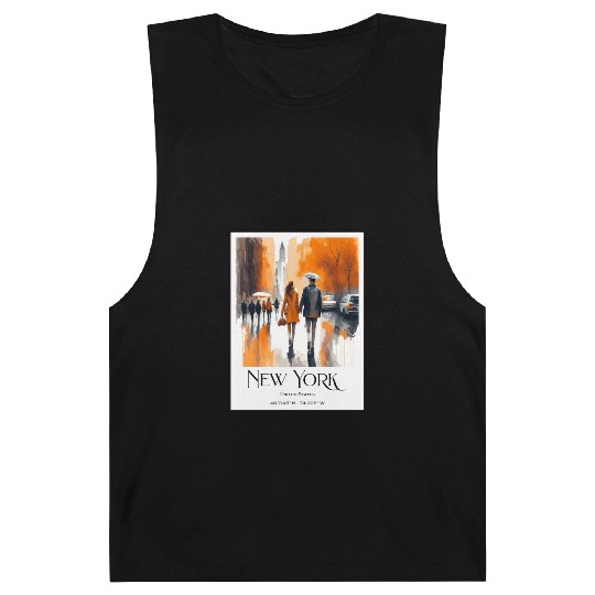 Watercolor painting loving couple in New York City Barnard Tanks