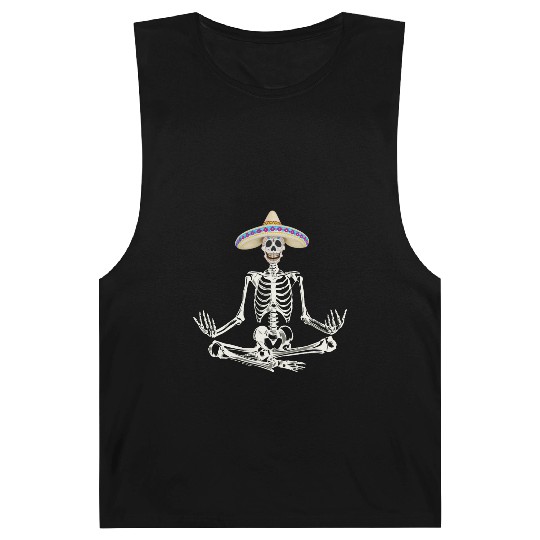 Yoga Skeleton Wearing Sombrero Barnard Tanks