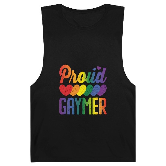 Proud Gaymer Gay Pride Lesbian Rainbow Flag Barnard Tanks