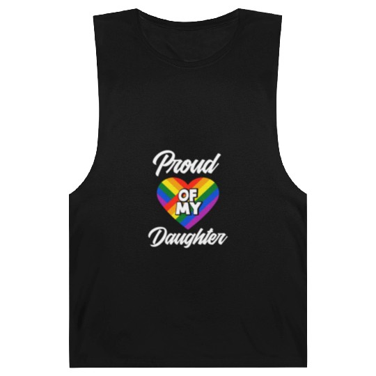 Proud Of My Daughter LGBTQ Rainbow Flag Barnard Tanks