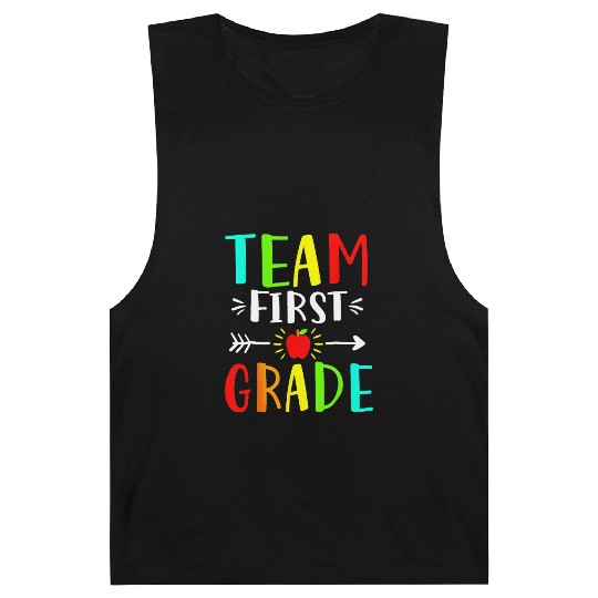 Team First Grade Student Teacher Team Funny Back Barnard Tanks