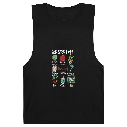 God Says I Am Teacher Barnard Tanks