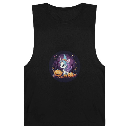 Halloween Unicorn: Midnight Sunset & Witch's Hat Barnard Tanks