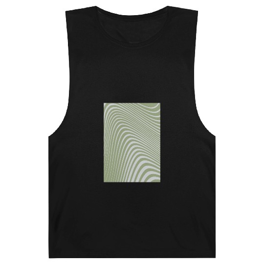 Aesthetic Green - Modern Abstract Wavy Line Barnard Tanks