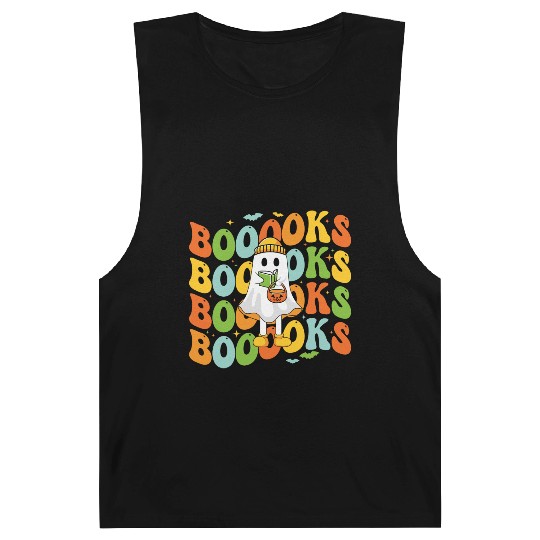 Booooks Cute Ghost Reading A Book Funny Book Lover Barnard Tanks