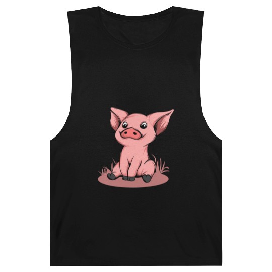 Cute Funny Happy Piglet Graphic Pig Lover Gift Barnard Tanks