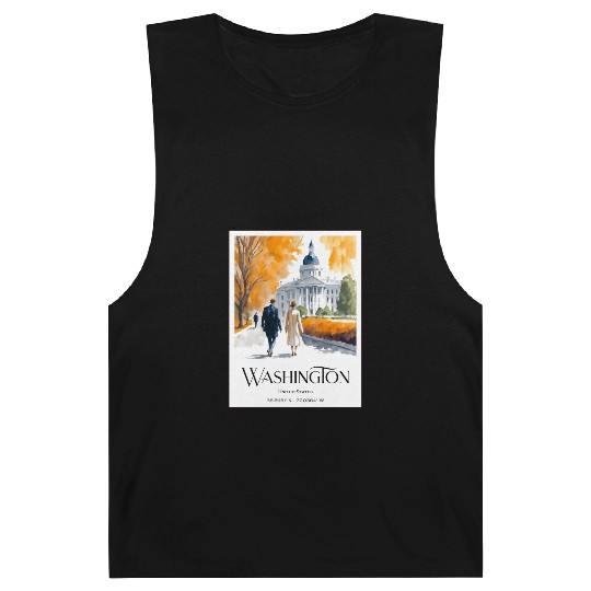 Watercolor painting loving couple in Washington DC Barnard Tanks