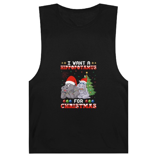 I Want Hippopotamus For Christmas Hippo Lover Xmas Barnard Tanks