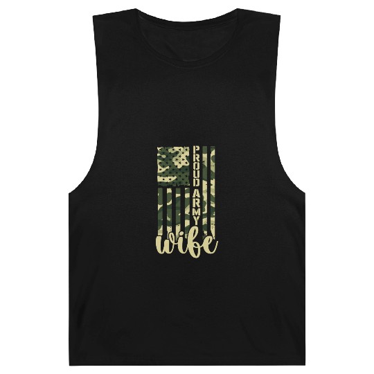 Proud Army Wife American Soldier US Flag Military Barnard Tanks