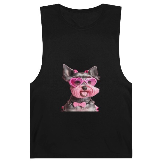 Schnauzer Wearing Pink Bow Tie Barnard Tanks