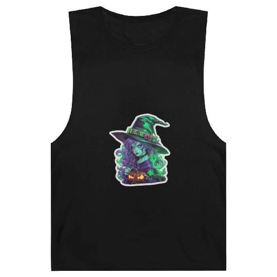 Wicked Witch Halloween Sticker, neon color Barnard Tanks