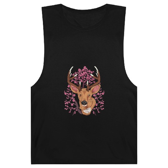 Cherry blossom forest animal gift Sakura deer Barnard Tanks