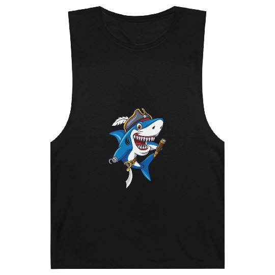Cute Shark Pirate Decor Lazy Halloween Barnard Tanks