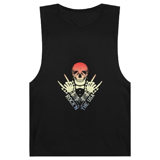Rock n The Usa Rock Roll Skeleton Guitar Barnard Tanks