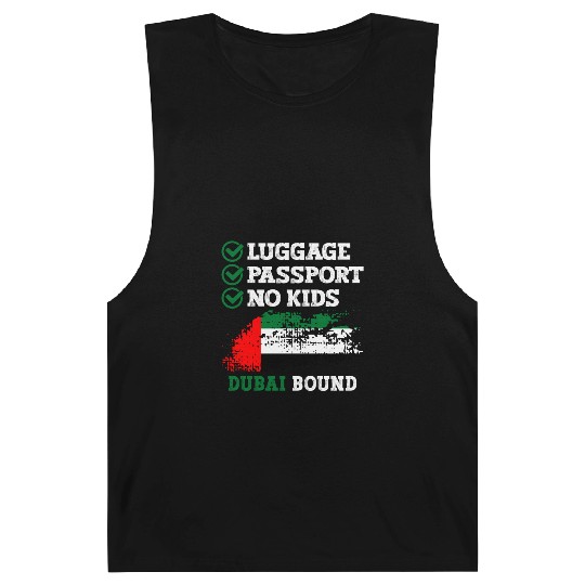 Luggage Passport No Kids Dubai Bound Vacation Barnard Tanks