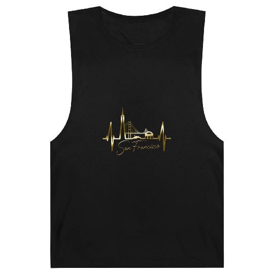 San Francisco Skyline Heartbeat California Lover Barnard Tanks