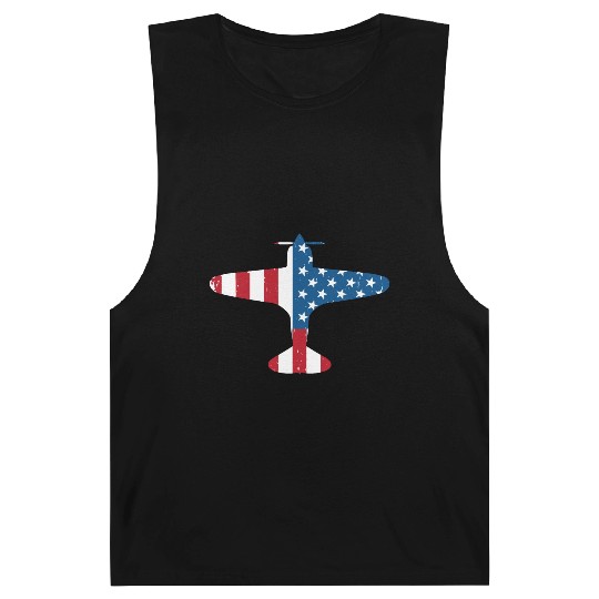 Plane Aircraft USA Flag Veteran Pilot Gift Barnard Tanks