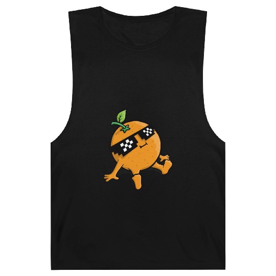 Cool Relaxing Orange Fruit Pixel Sunglasses Face Barnard Tanks