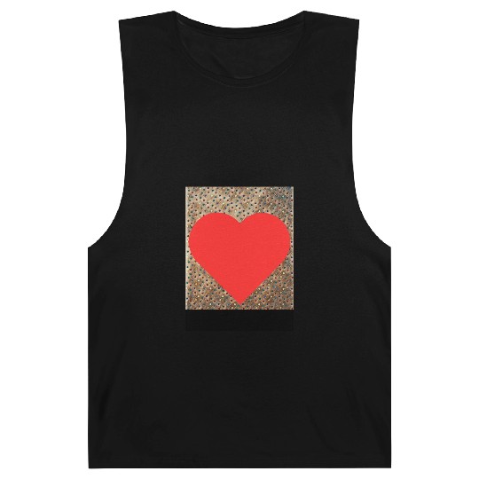 Romantic Red Love Heart on Brown Dotted Background Barnard Tanks