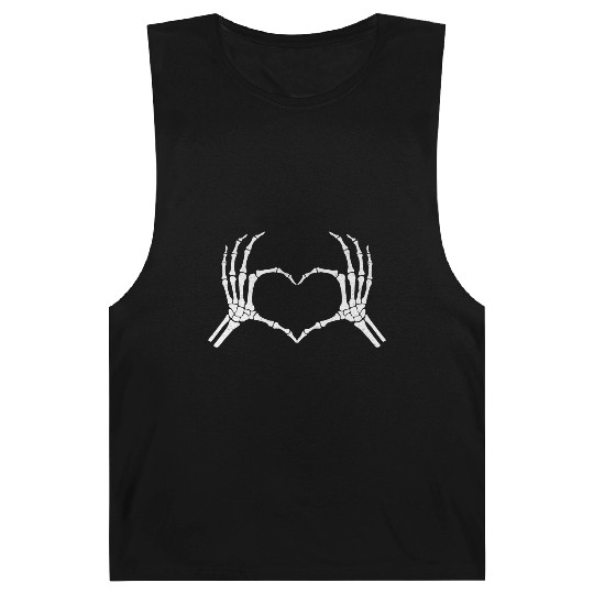 Skeleton Hand Heart Halloween Funny Bones Love Barnard Tanks