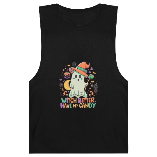 Cute Kawaii Ghost Design – Witch better Have Candy Barnard Tanks