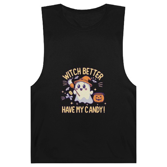 Cute Kawaii Ghost Design – Witch better Have Candy Barnard Tanks
