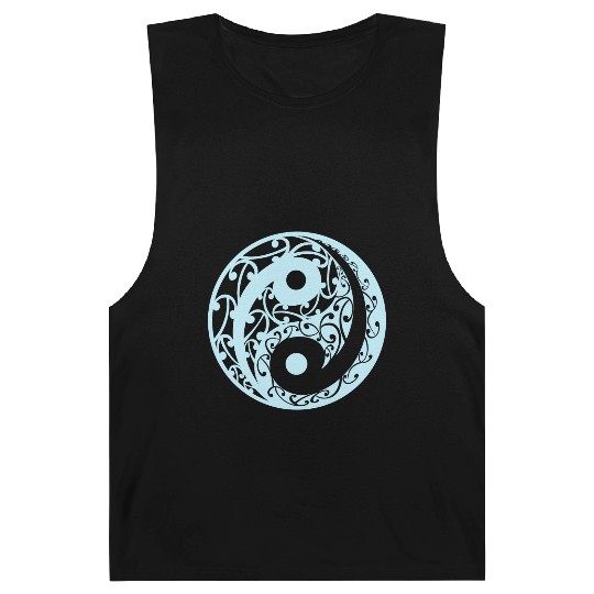 Yin And Yang In A Koru Pattern In A Light Blue Barnard Tanks
