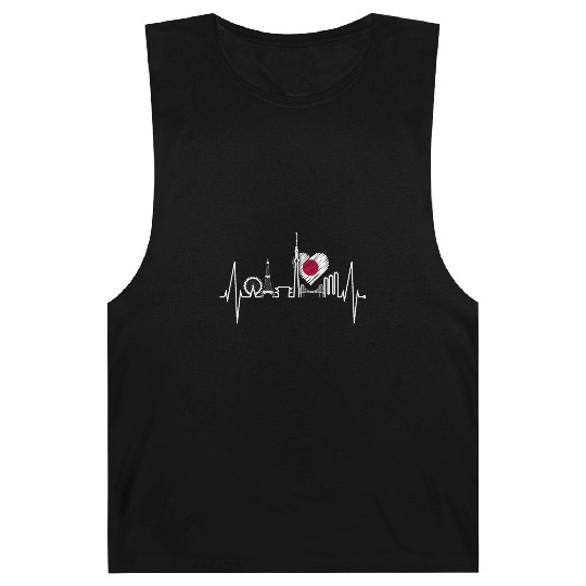 Tokyo Skyline Heartbeat Japanese Flag Love Tokyo Barnard Tanks