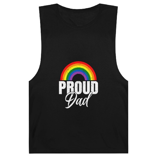 Proud Dad Ally LGBT Lesbian Gay Pride Month LGBTQ Barnard Tanks