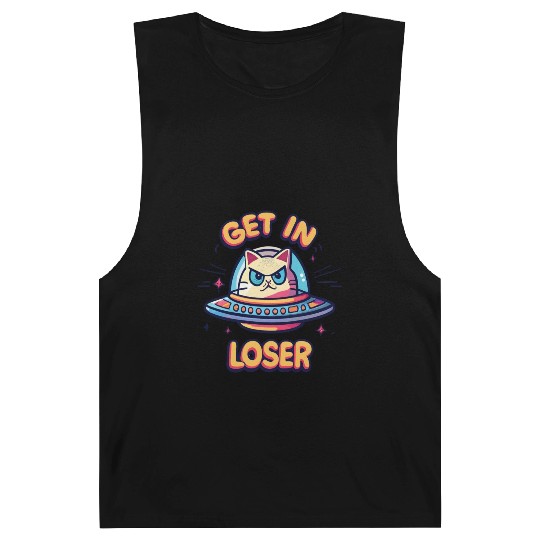 Get In Loser Angry Cat in a UFO Barnard Tanks