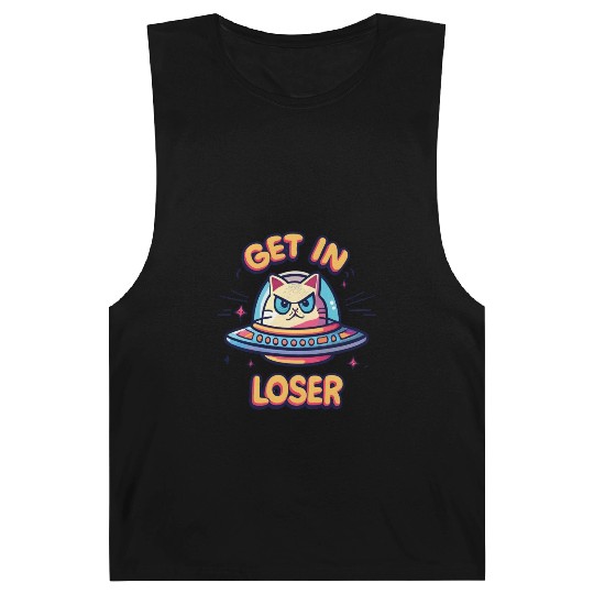 Get In Loser Angry Cat in a UFO Barnard Tanks
