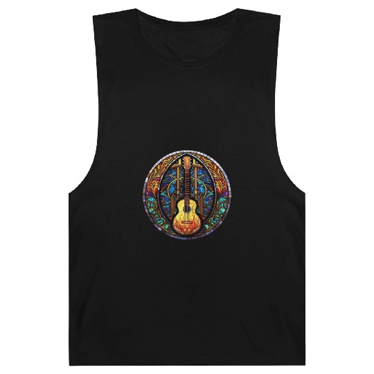 Stained Glass Art - Funny Holy Guitar Design Barnard Tanks