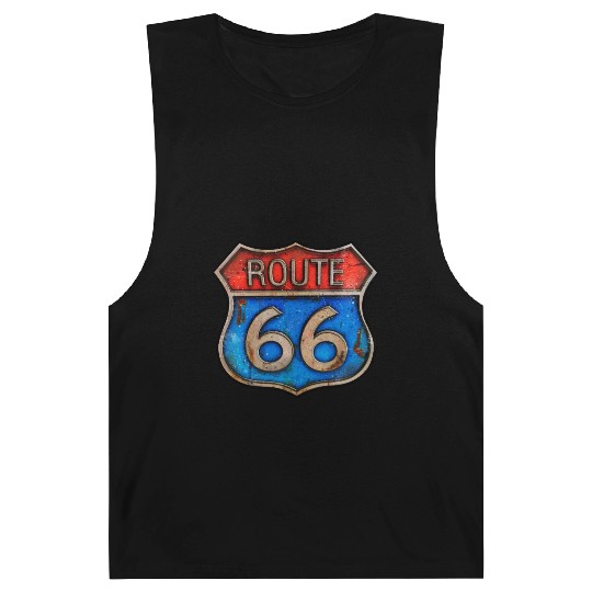Route 66 vintage sign - Rusty metal Barnard Tanks