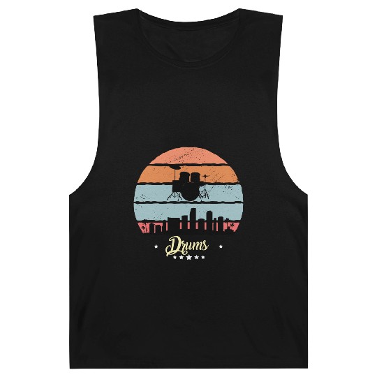 Drums Vintage Music Retro Sunset Barnard Tanks