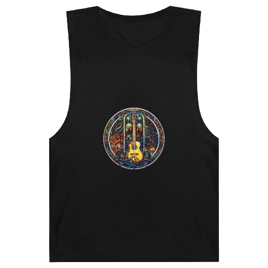 Funny Guitar Artistic Style - Guitar Stained Glass Barnard Tanks
