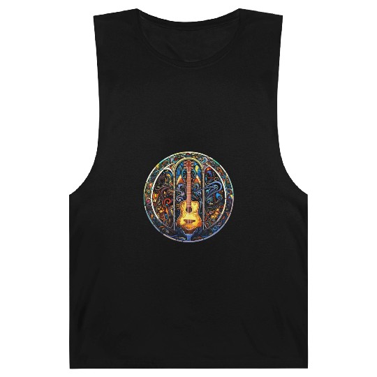 Guitar Stained Glass Style - Funny Guitar Art Barnard Tanks
