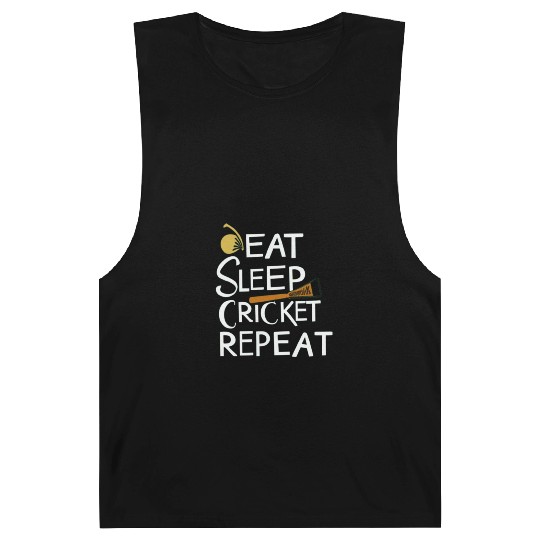 Eat Sleep Cricket Repeat: Cricket Lover's Barnard Tanks