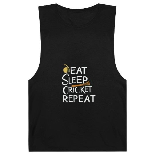Eat Sleep Cricket Repeat: Cricket Lover's Barnard Tanks