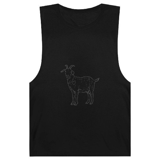 Minimalist Goat Heart Line Art Design Barnard Tanks
