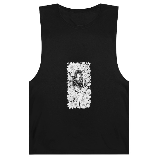 Flower Girl White for Black - DIGITAL Barnard Tanks