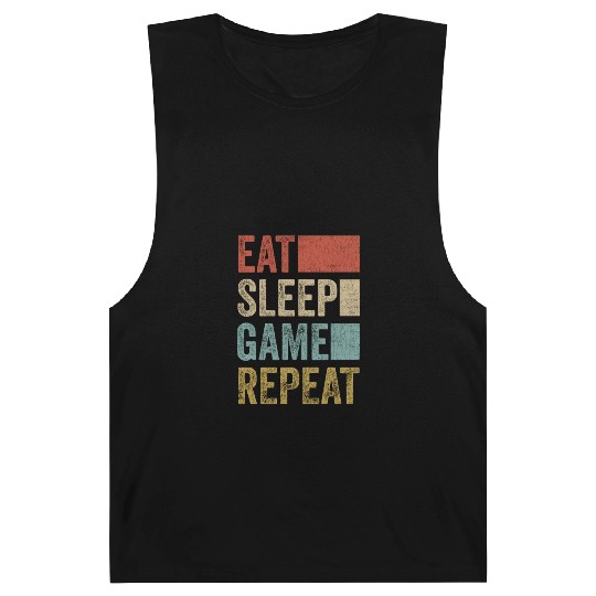 Vintage Retro Gamer Accessory Eat Sleep Game Barnard Tanks
