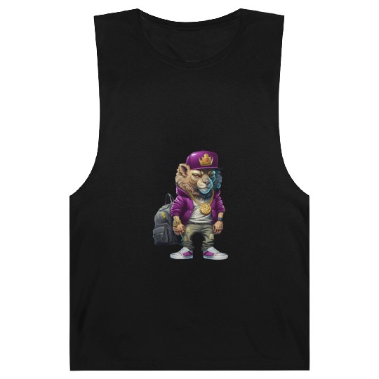 Hustle Hard, Purple Drip Lion Barnard Tanks